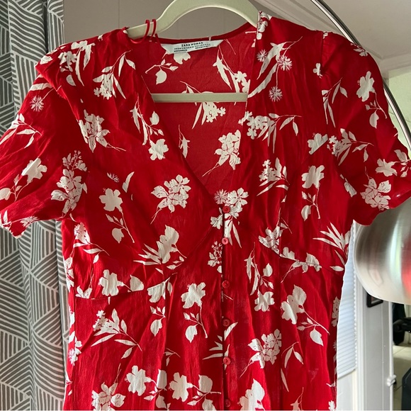 Zara Tropical Floral Print Dress with Slit - XS - Picture 5 of 6